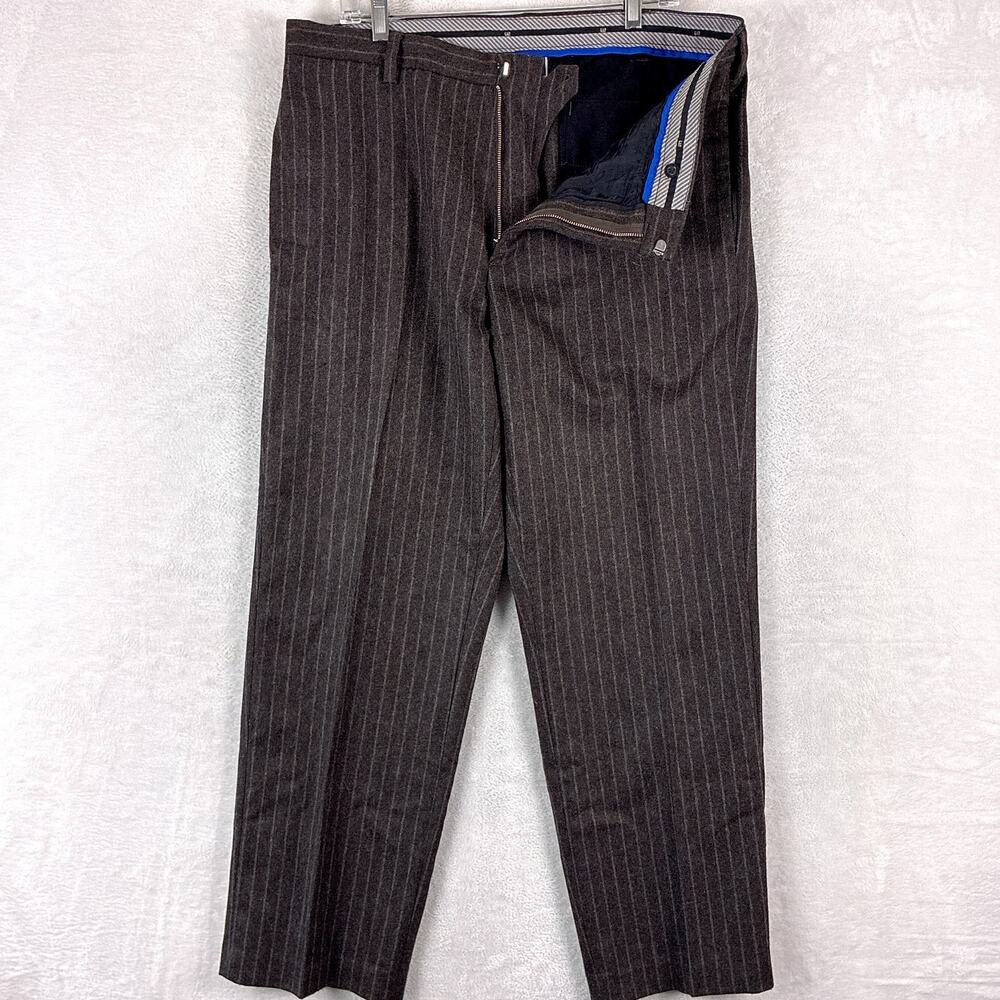 VTG Gap Pants Mens 36x30 Brown Pinstripe Wool Blend Preppy Relaxed Classic Y2K